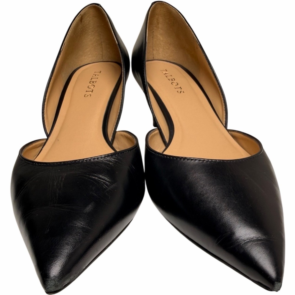 Talbots Black Leather D’Orsay Kitten Heel Pumps 8.5 AA Narrow - Picture 3 of 13